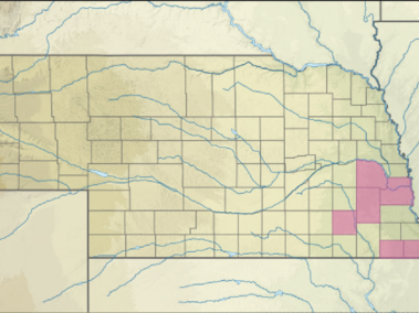 Range map for the western ribbon snake, This snake is mainly in the southeastern corner of the state